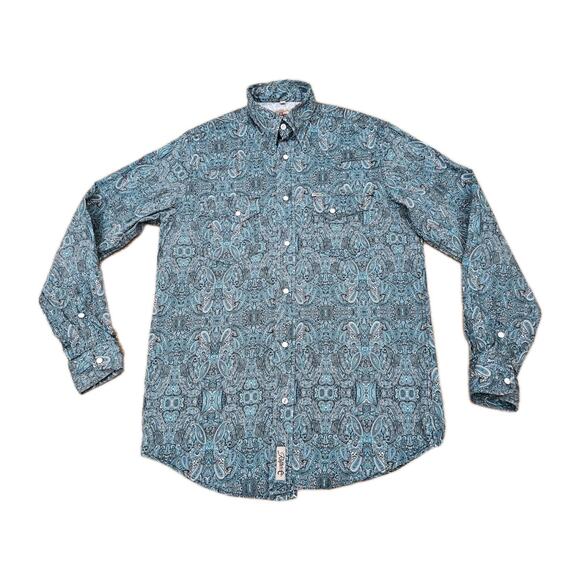 Rafter C Cowboy Collection Pro Flex 45 Performance Medium Green Paisley Shirt - Picture 1 of 16